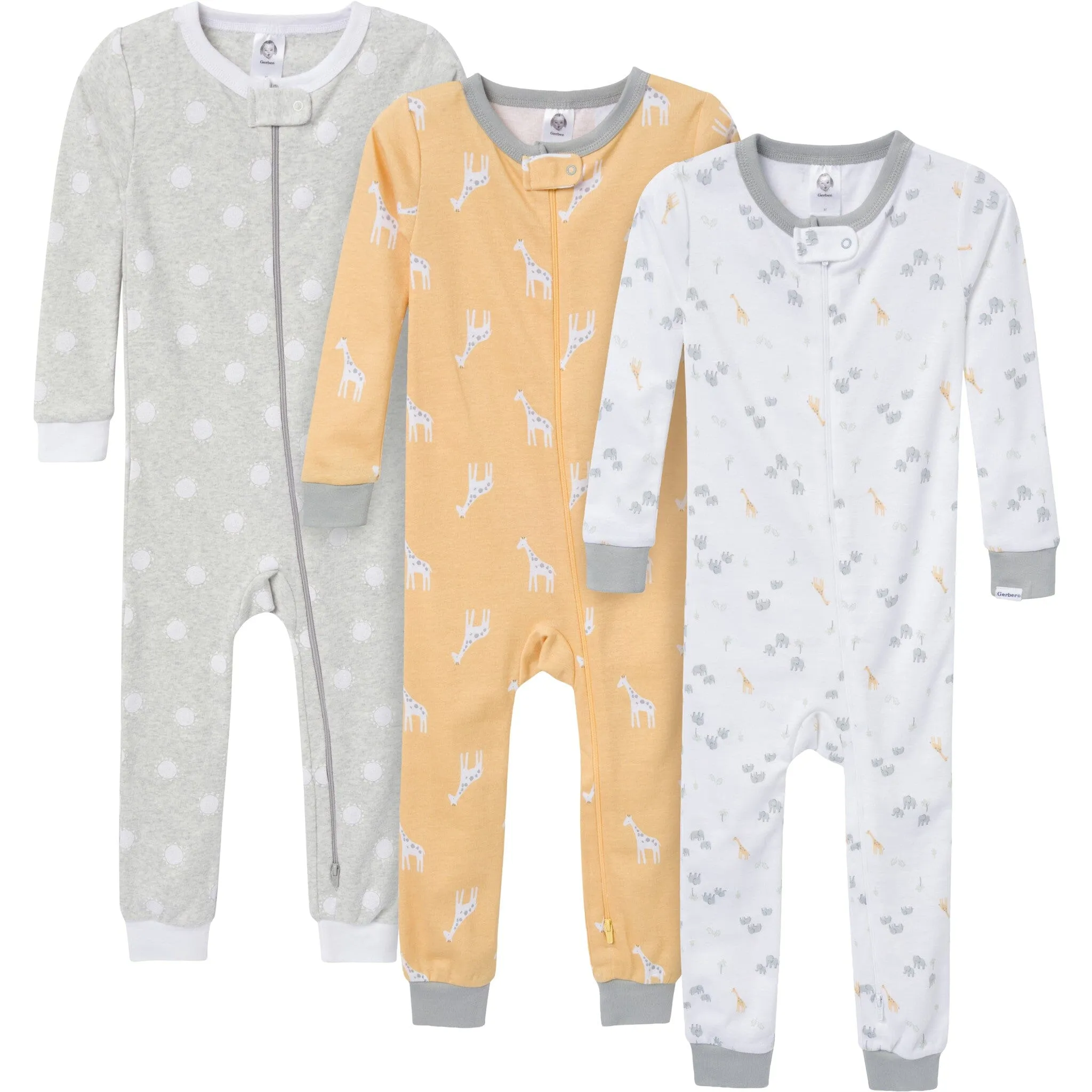 3-Pack Baby & Toddler Neutral Safari Snug Fit Footless Pajamas Gerber Childrenswea