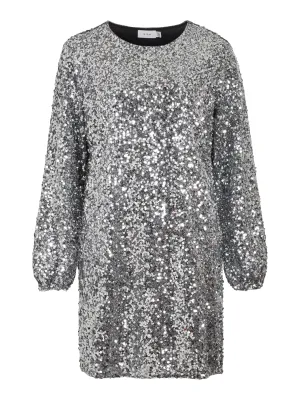 AGGIE L/S SEQUIN DRESS (SILVER)