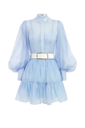 Alexandra Belted Mini Dress Cornflower by Leo Lin