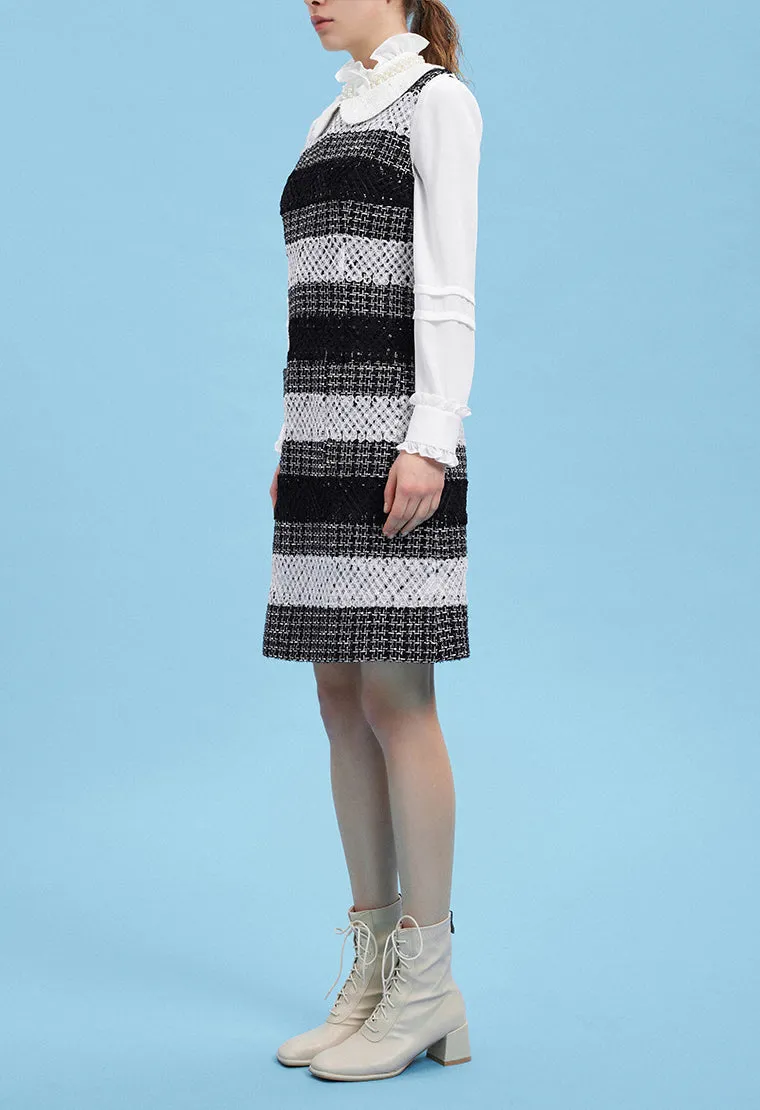 Black Peter Pan Collar Tweed Dress
