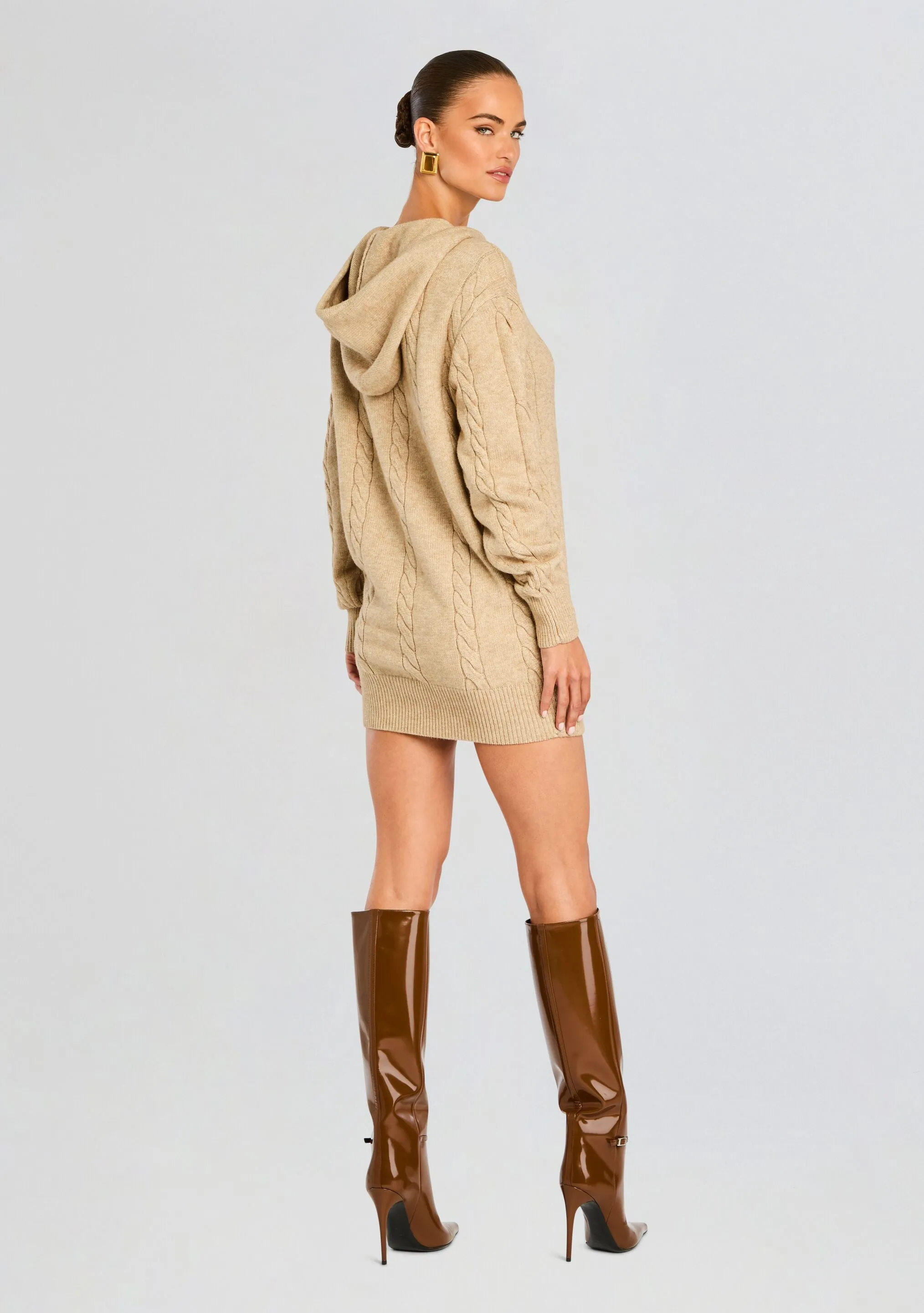 Cab Cable Knit Hoodie Dress