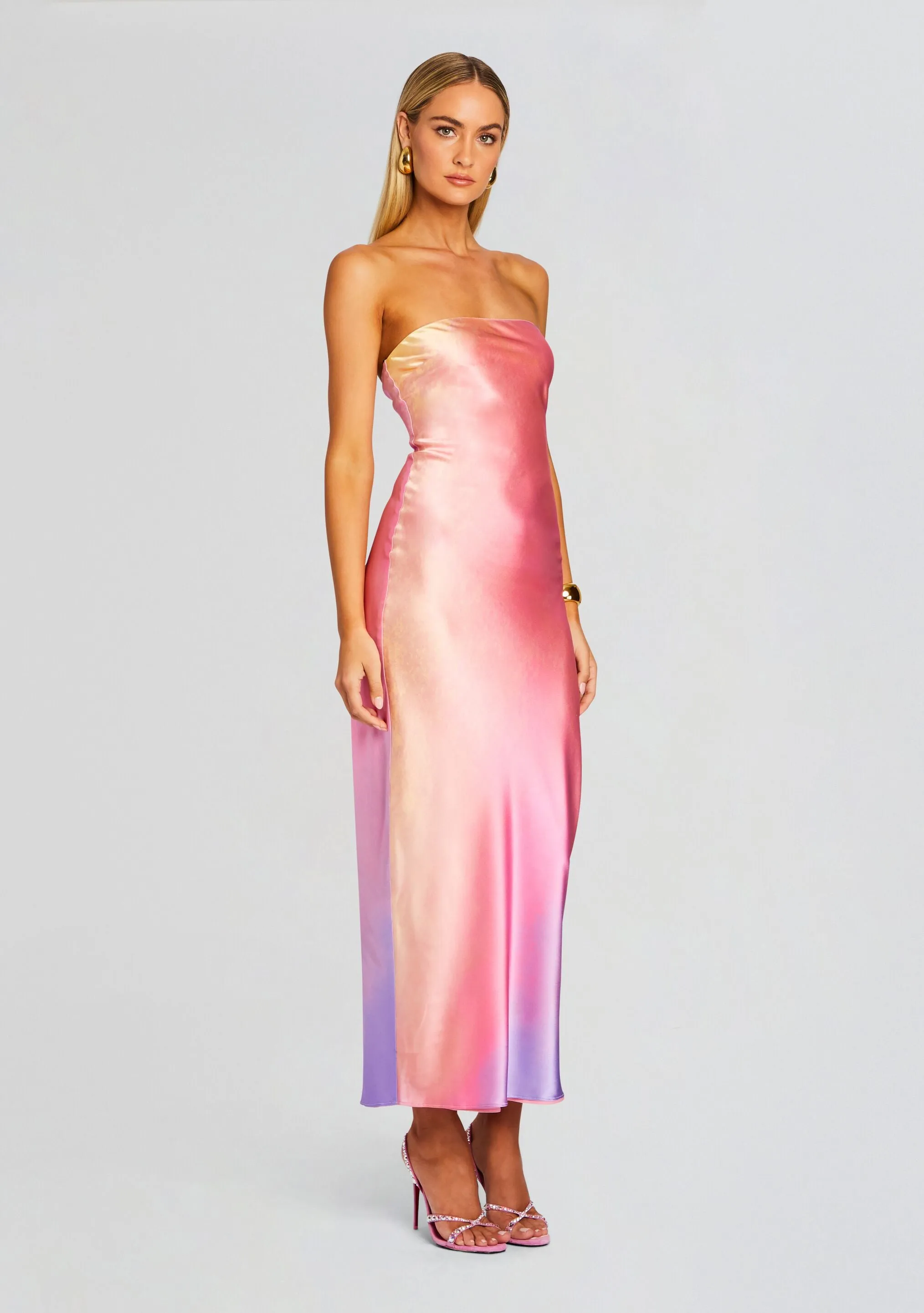 Cerith Silk Strapless Midi Dress