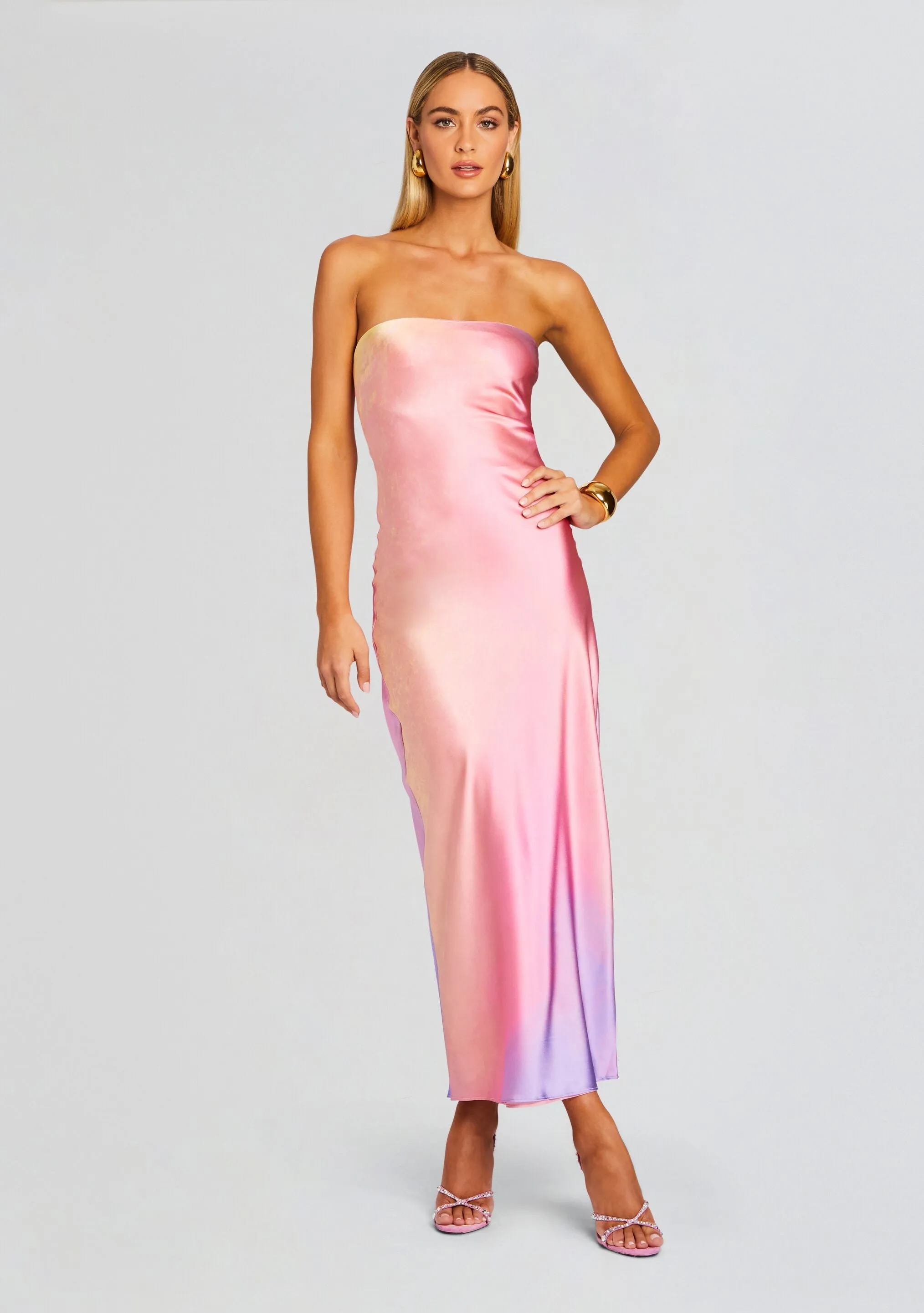 Cerith Silk Strapless Midi Dress