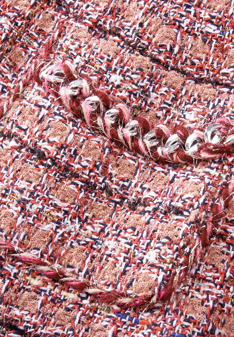 Checked Braid-trim Patch Pocket A-line Dress