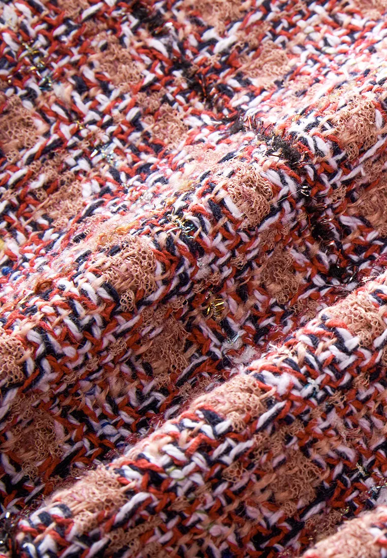 Checked Braid-trim Patch Pocket A-line Dress