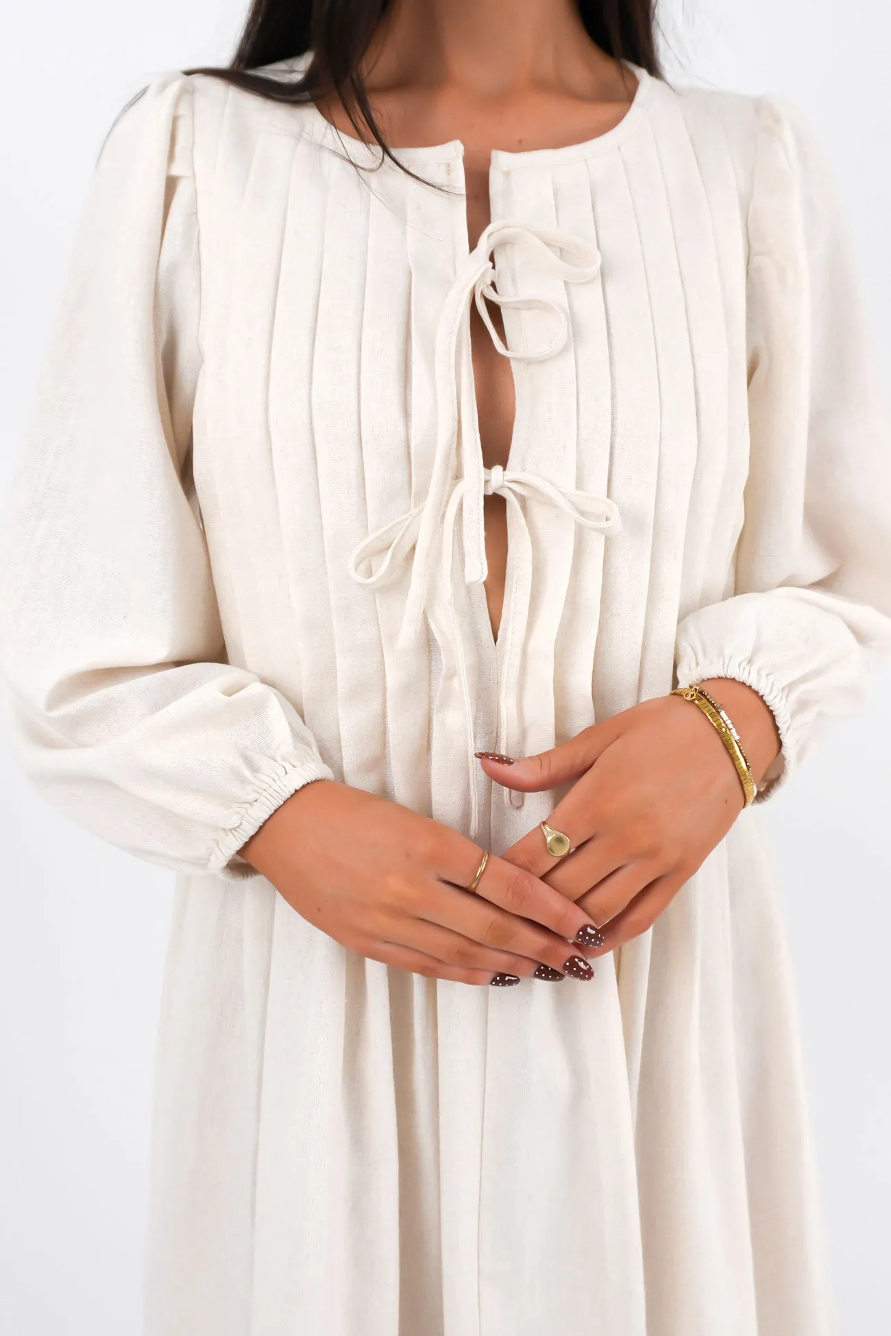 Clydette Long Sleeve Mini Dress Oatmeal