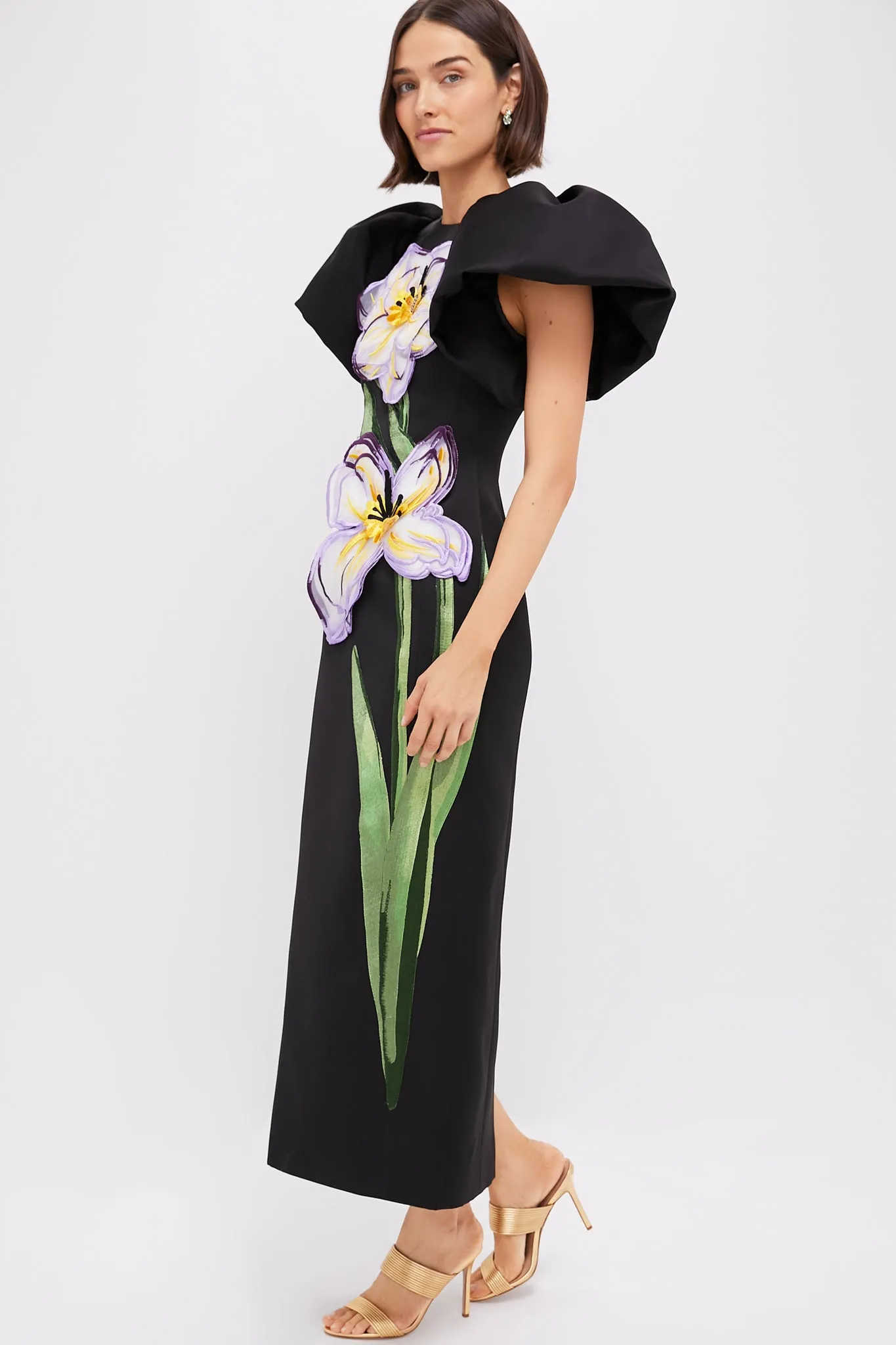 Ebony Iris Print Lucinda Maxi Dress