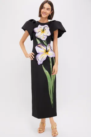 Ebony Iris Print Lucinda Maxi Dress