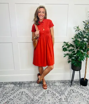 Ex Seasalt Burnt Orange Jersey Wood Rush Dress