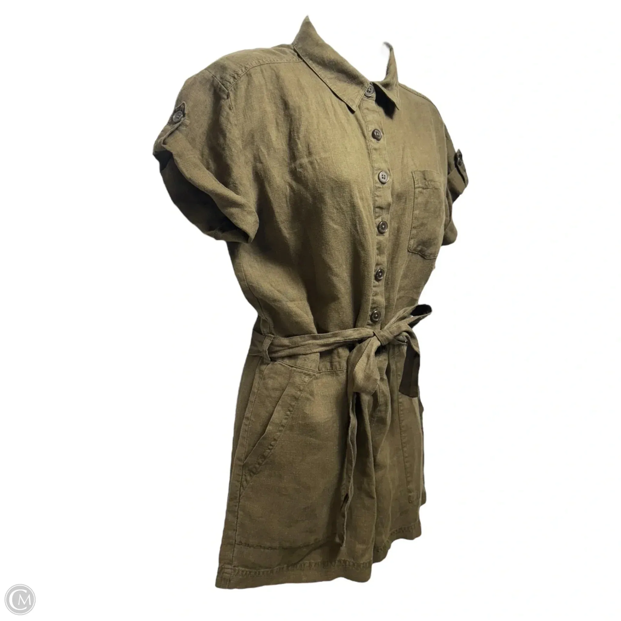 Finn Linen Utility Romper By Michael Stars In Green, Size: S