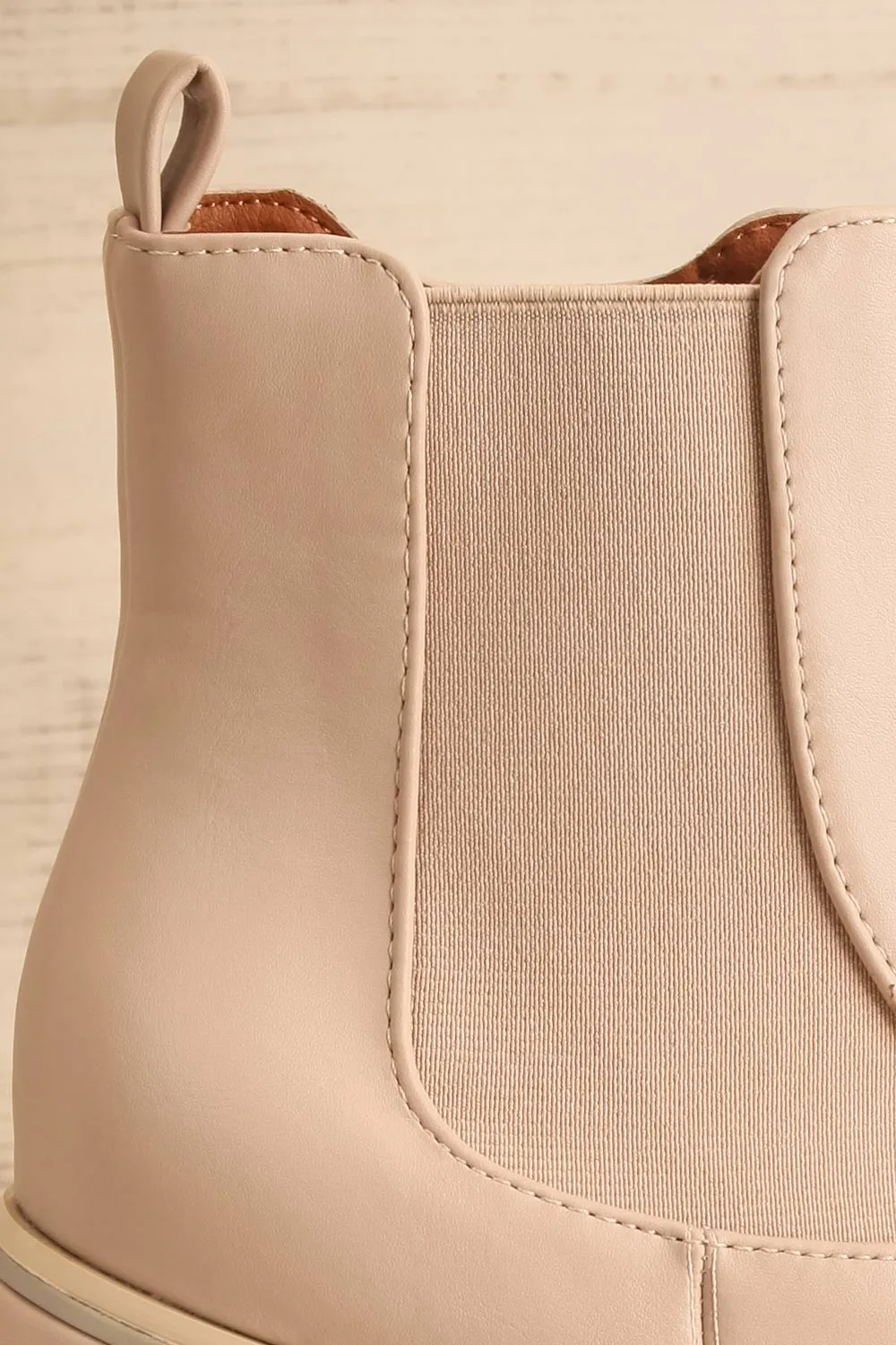 Foster Beige | Platform Heeled Ankle Boots
