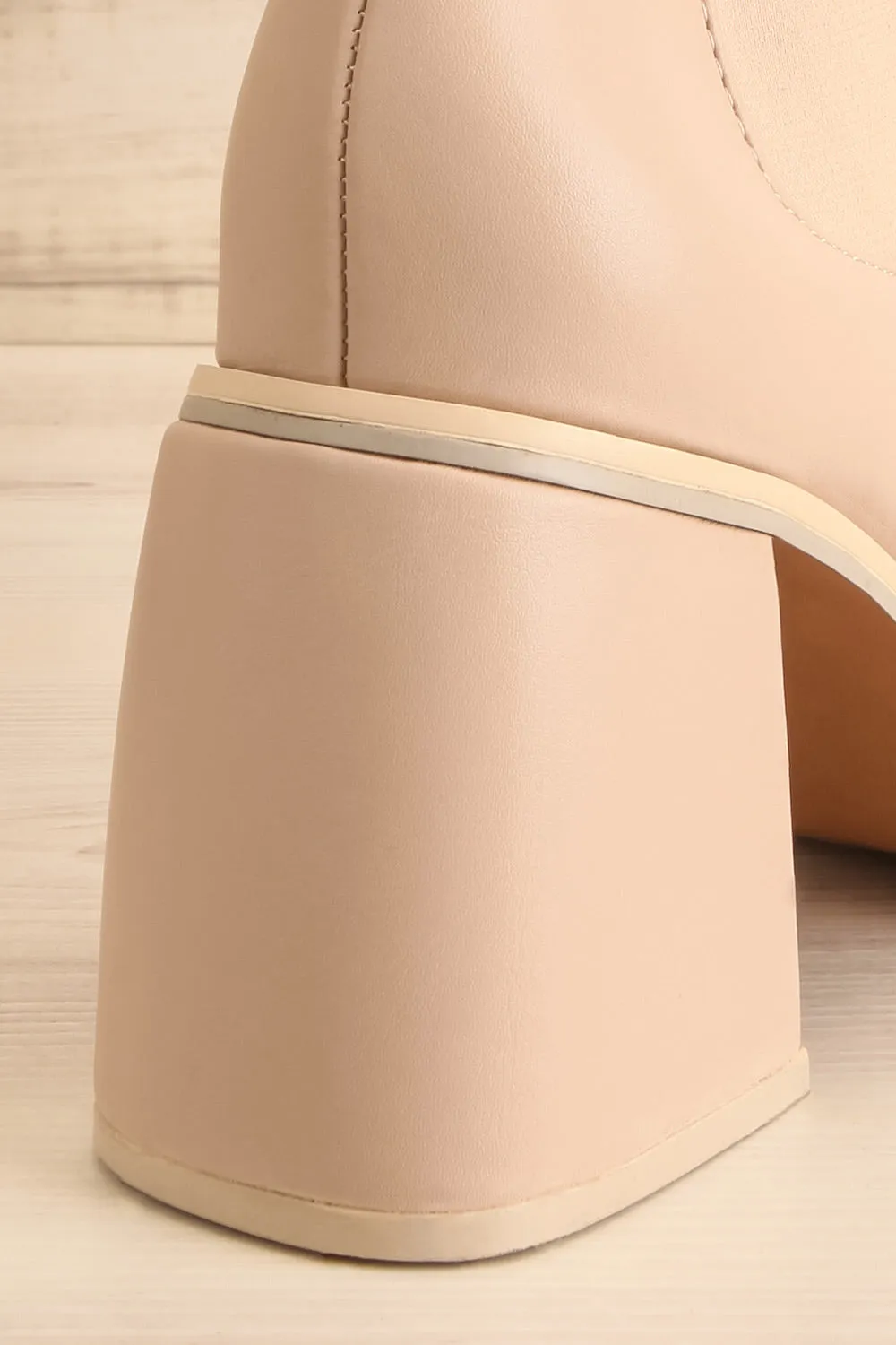 Foster Beige | Platform Heeled Ankle Boots