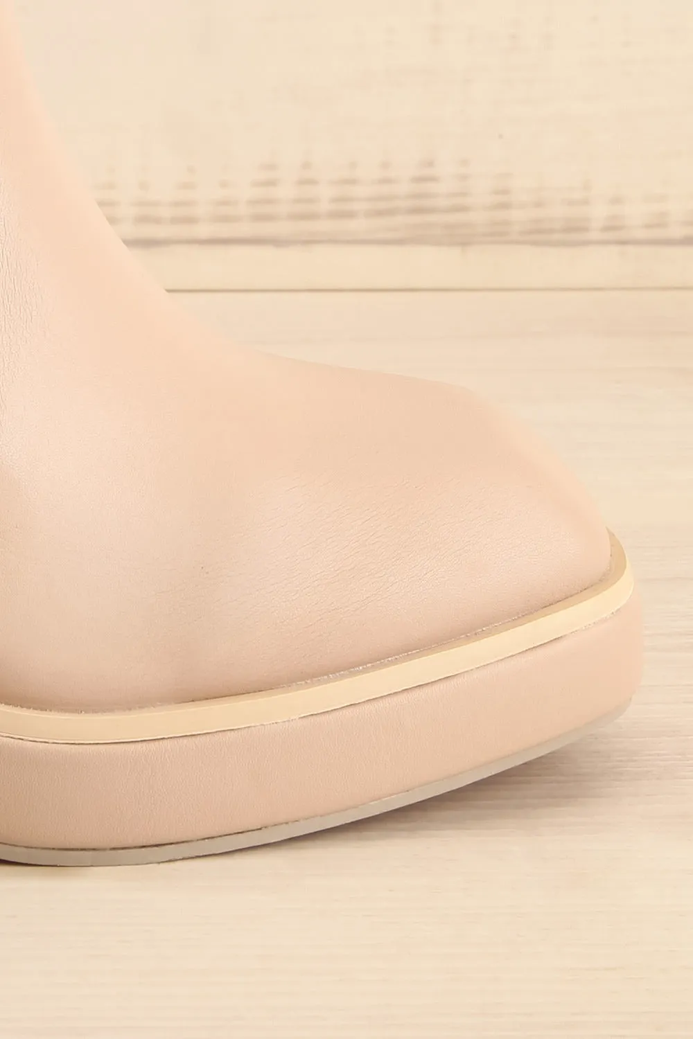 Foster Beige | Platform Heeled Ankle Boots