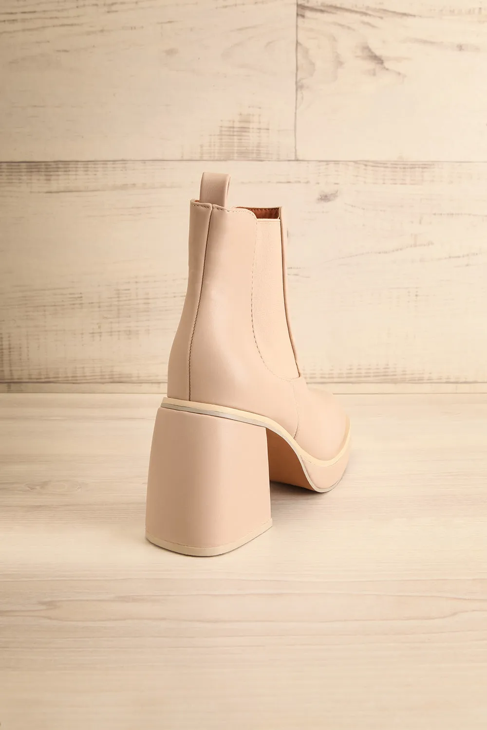Foster Beige | Platform Heeled Ankle Boots