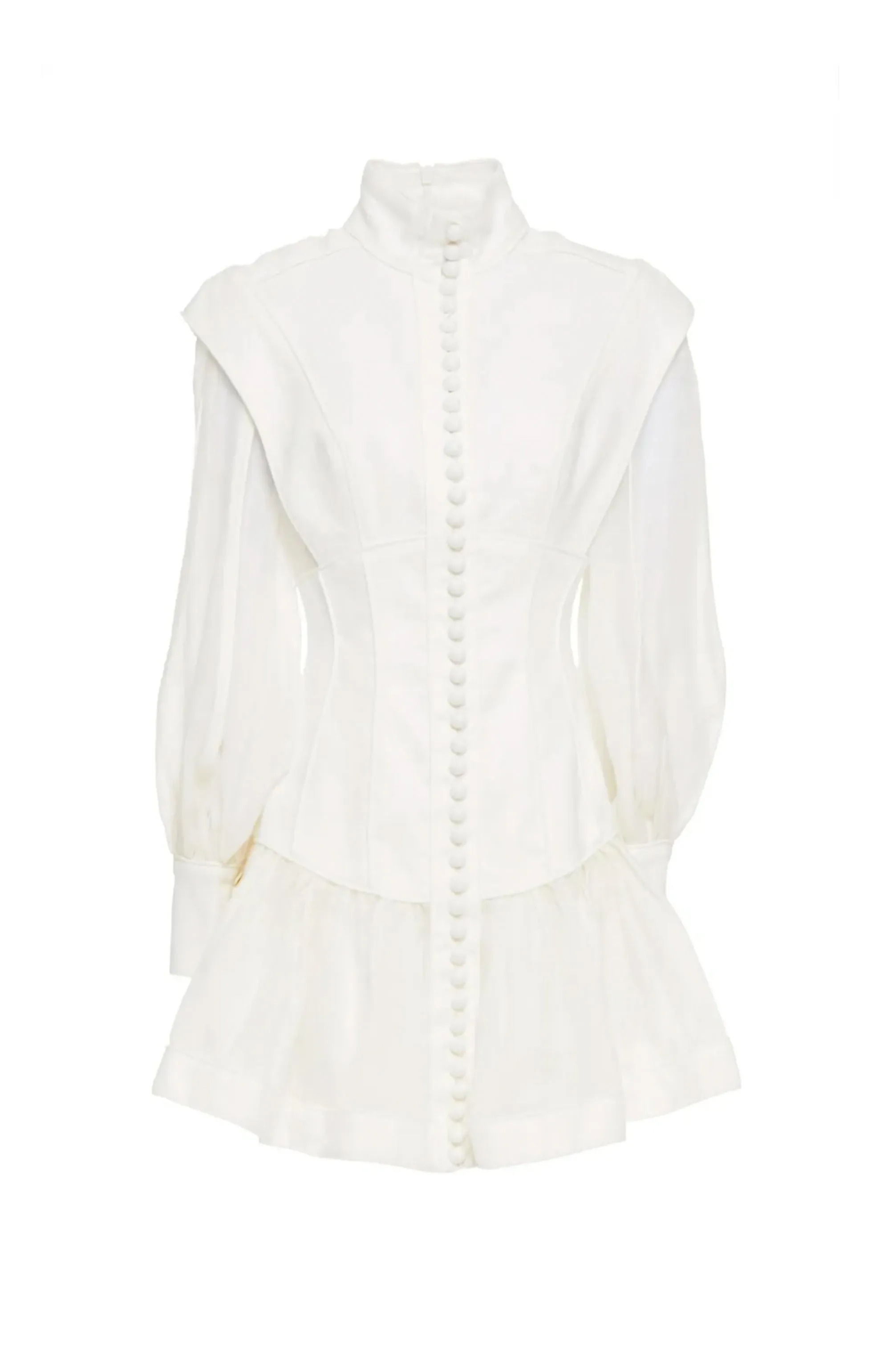 Glassy Long Sleeve Ivory Mini Dress by Zimmermann