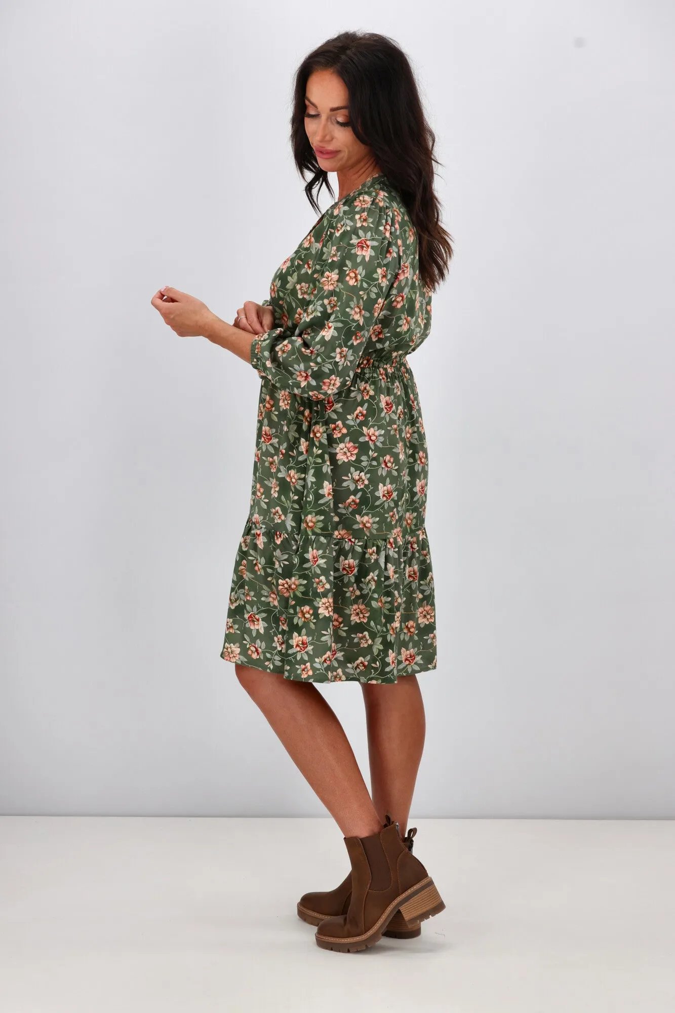 Gloss The Label Anouk Shirred Waist Dress Botanical Floral