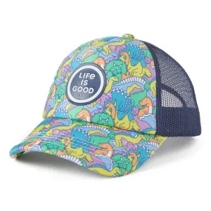 Kids Dinosaur Friends Pattern Kids Trucker Life is Good