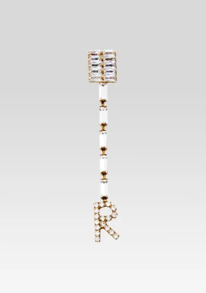 Lara Block Crystal Letter Drop Earring