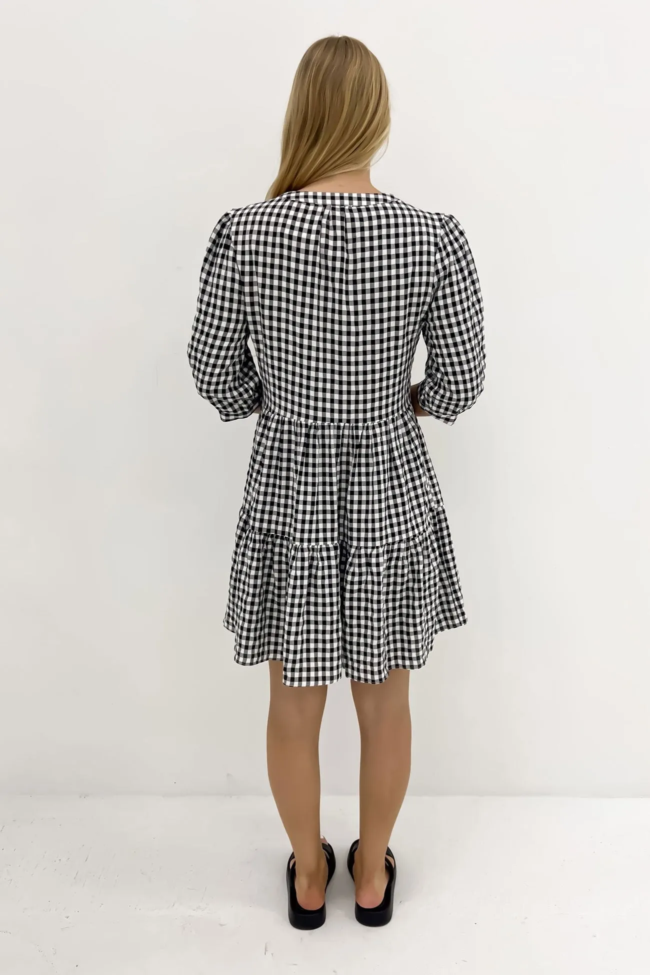 Mallory Mini Dress Black Gingham