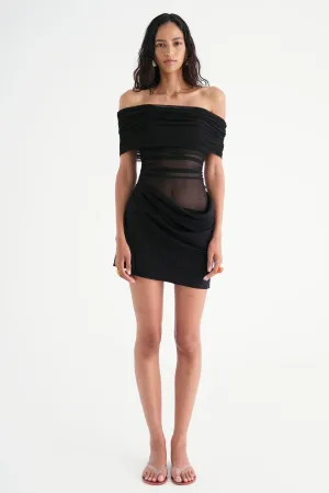 Nico Off Shoulder Mini Dress Black by Benni