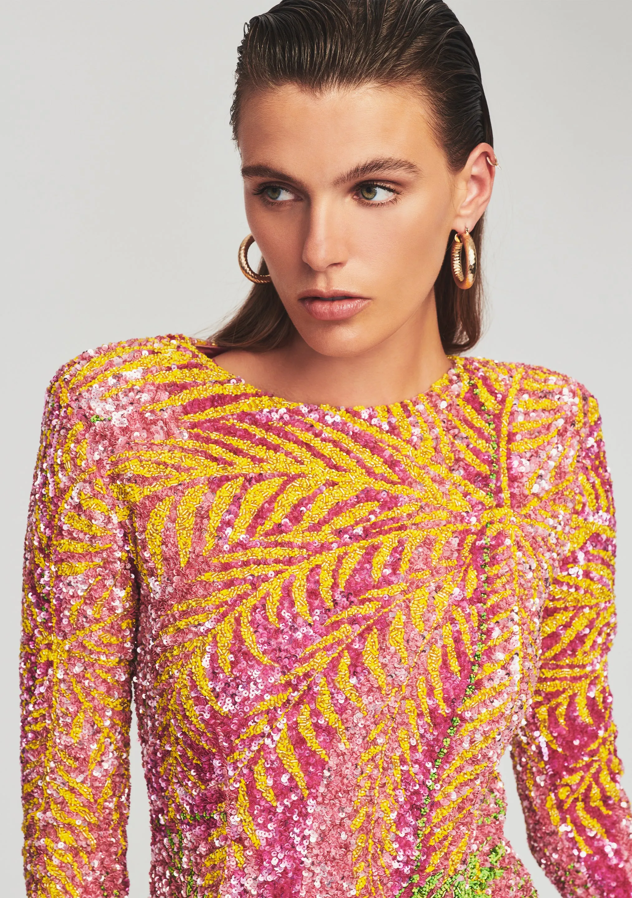 Nikki Sequin Palm Dress