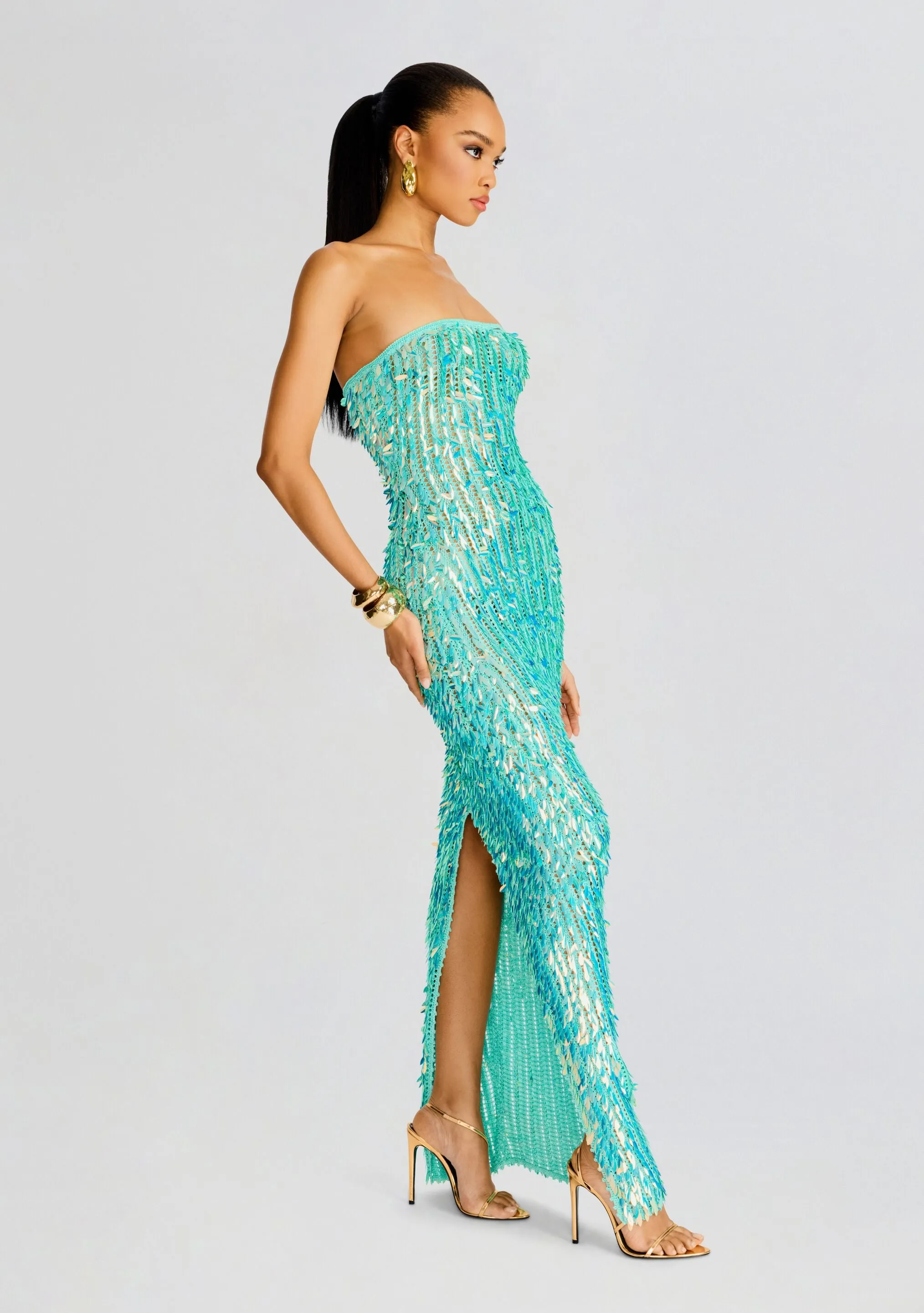 Nulla Feather Sequin Crochet Dress