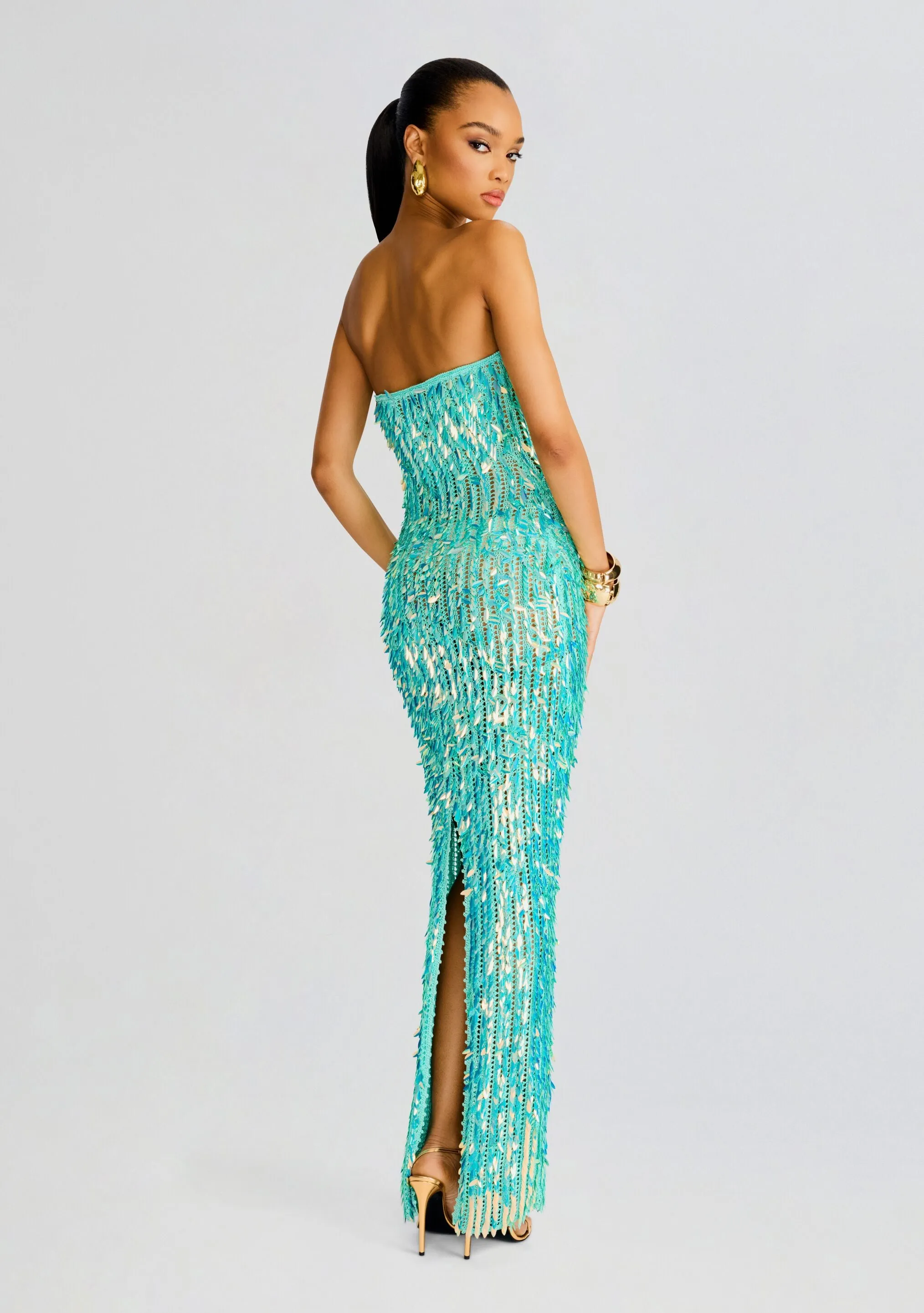 Nulla Feather Sequin Crochet Dress