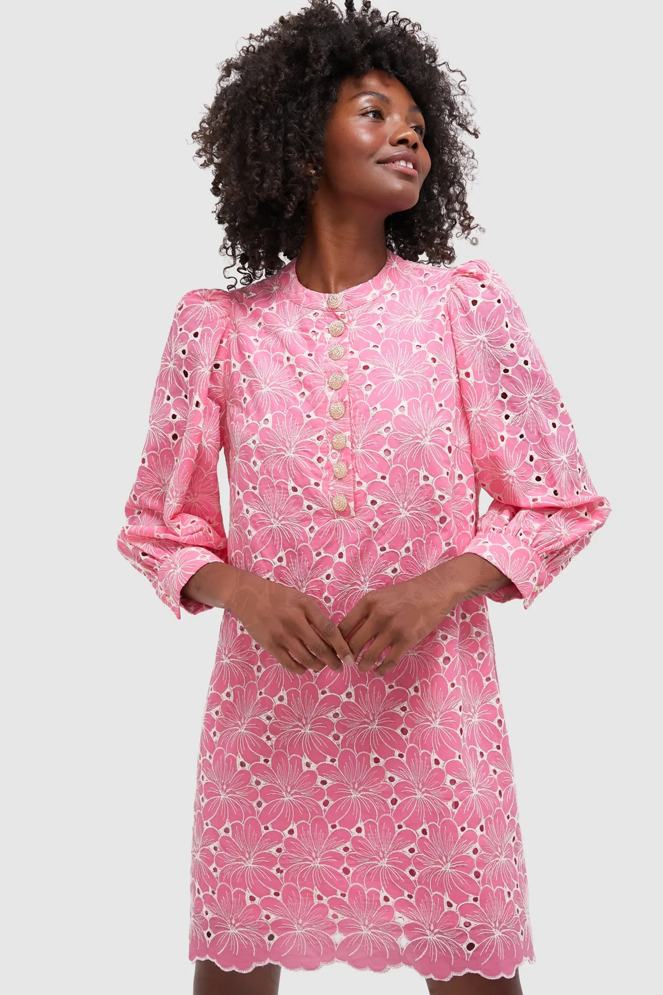 Pink Floral Eyelet Samantha Dress