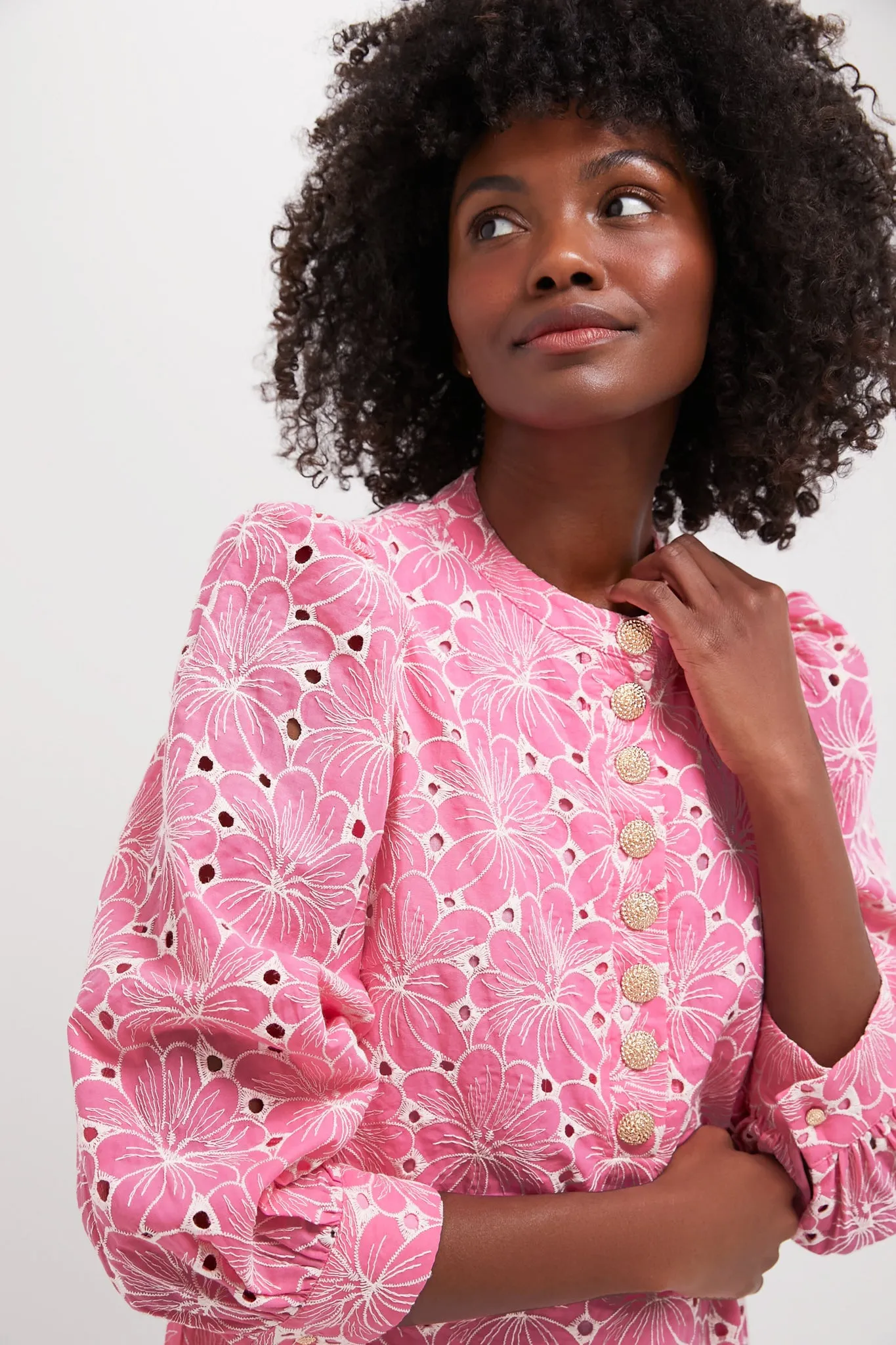 Pink Floral Eyelet Samantha Dress