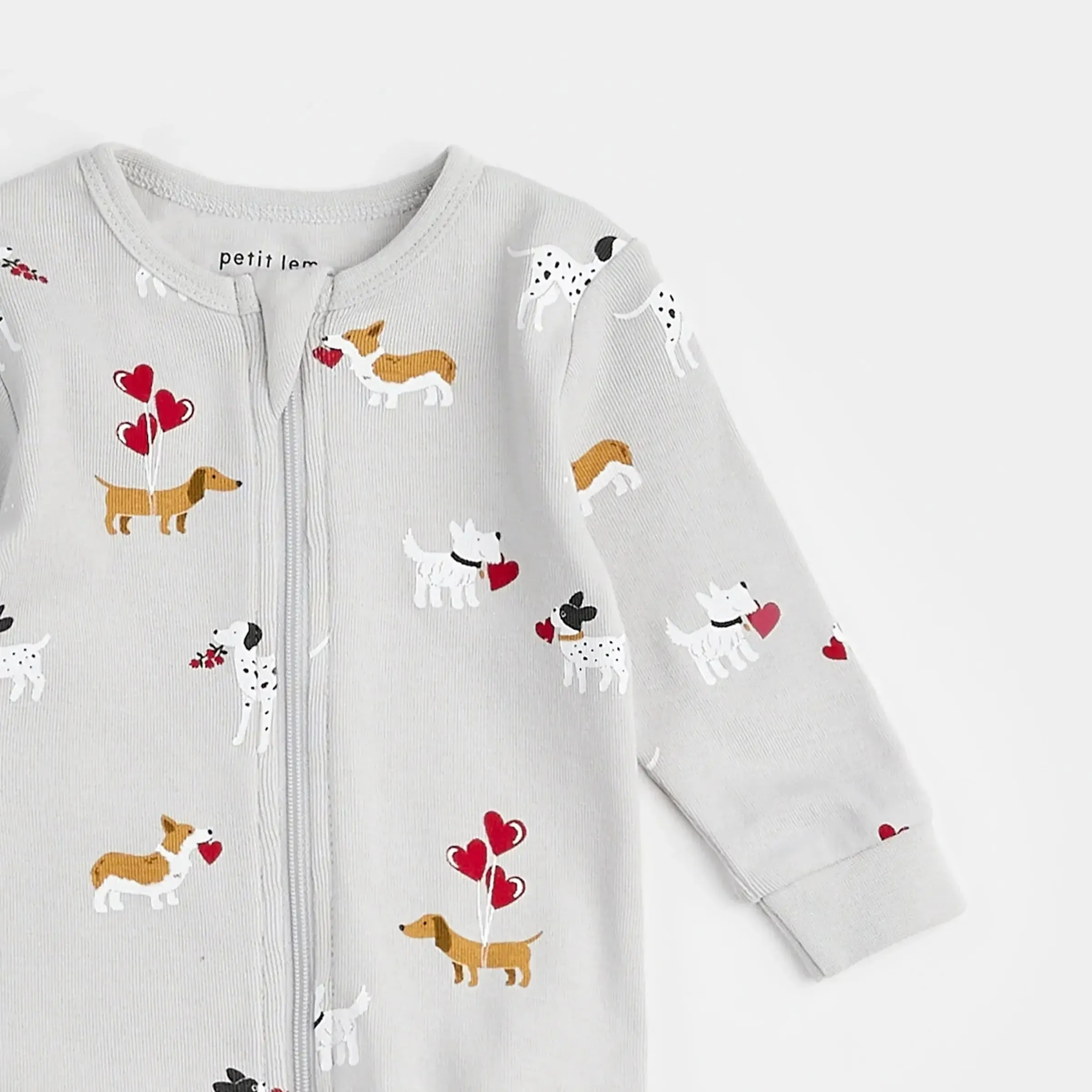 Puppy Love Print on Lunar Rock Sleeper | Petit Lem