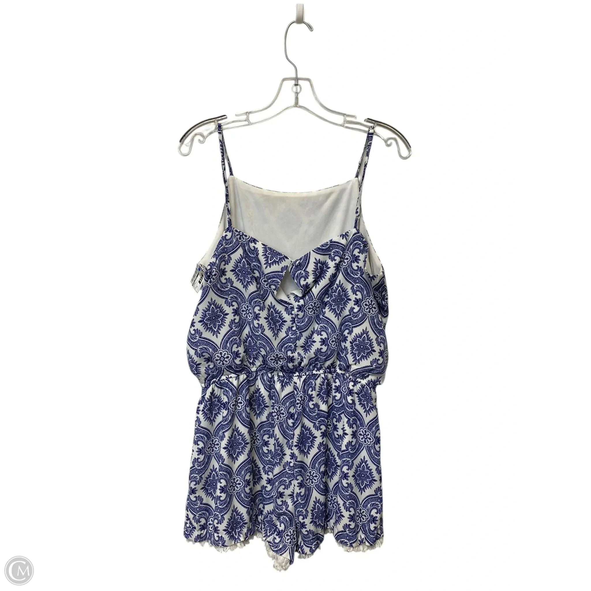 Romper By Bisou Bisou In Blue & White, Size: 14