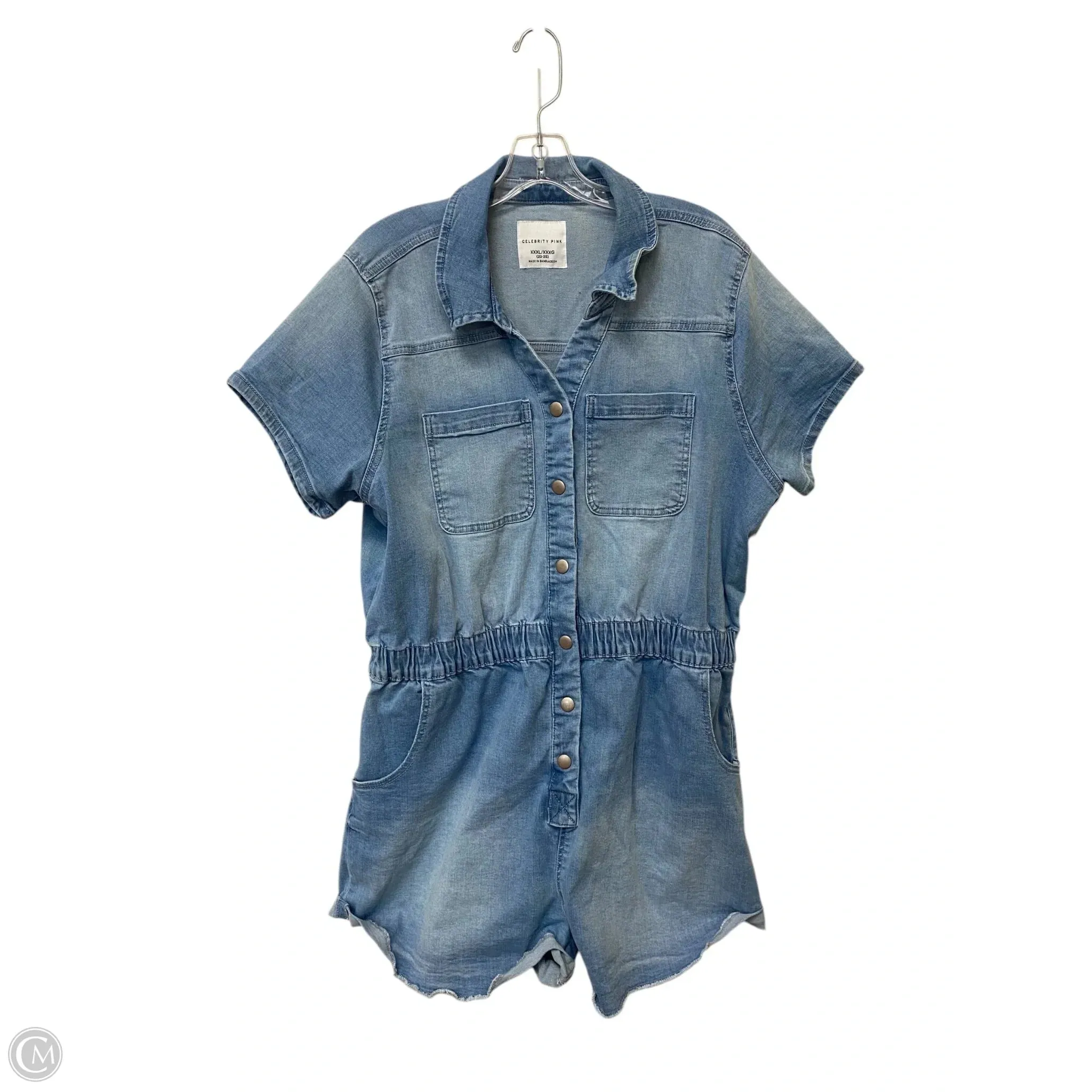 Romper By Celebrity Pink In Blue Denim, Size: 3x