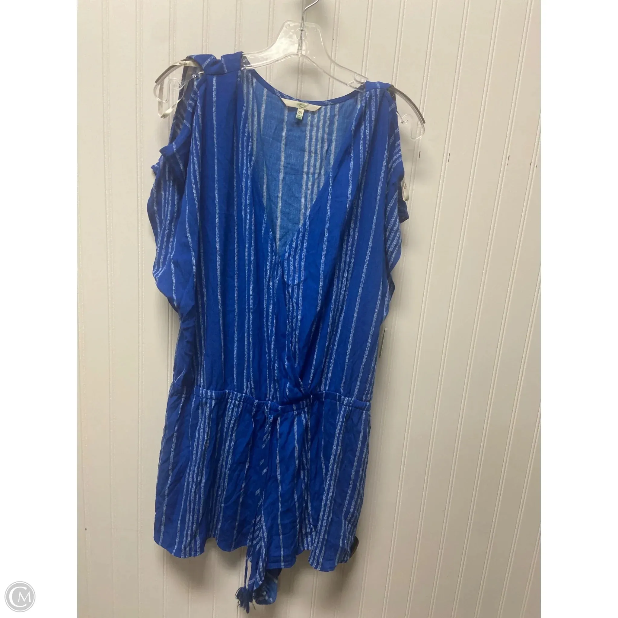 Romper By Clothes Mentor In Blue & White, Size: 1x