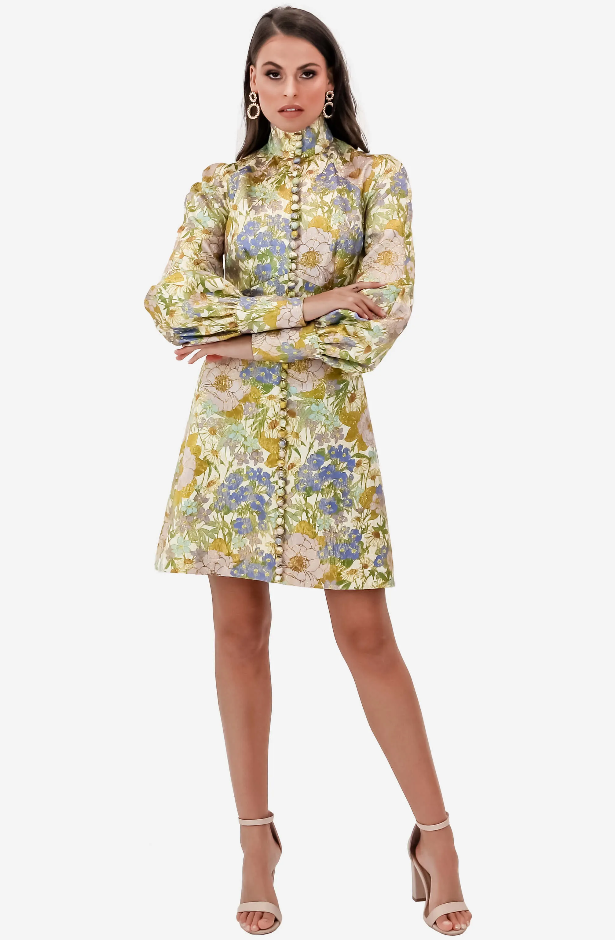 Super Eight Brocade Long Sleeve Mini Dress by Zimmermann