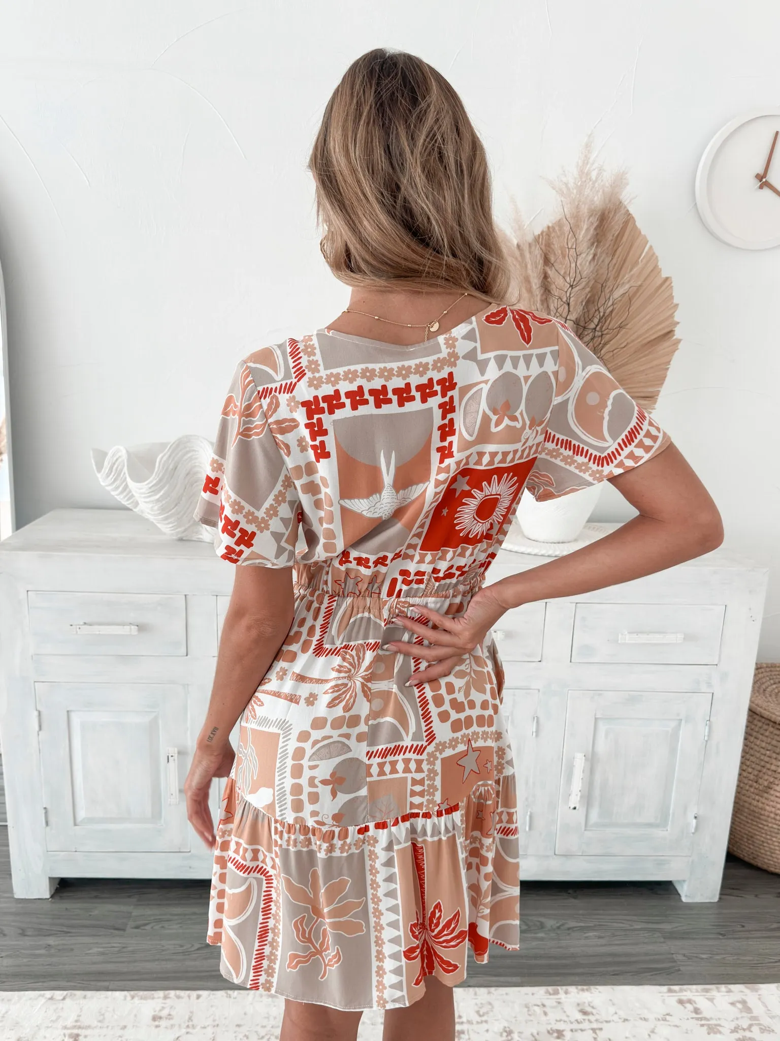 Sylviana Dress - Beige Print