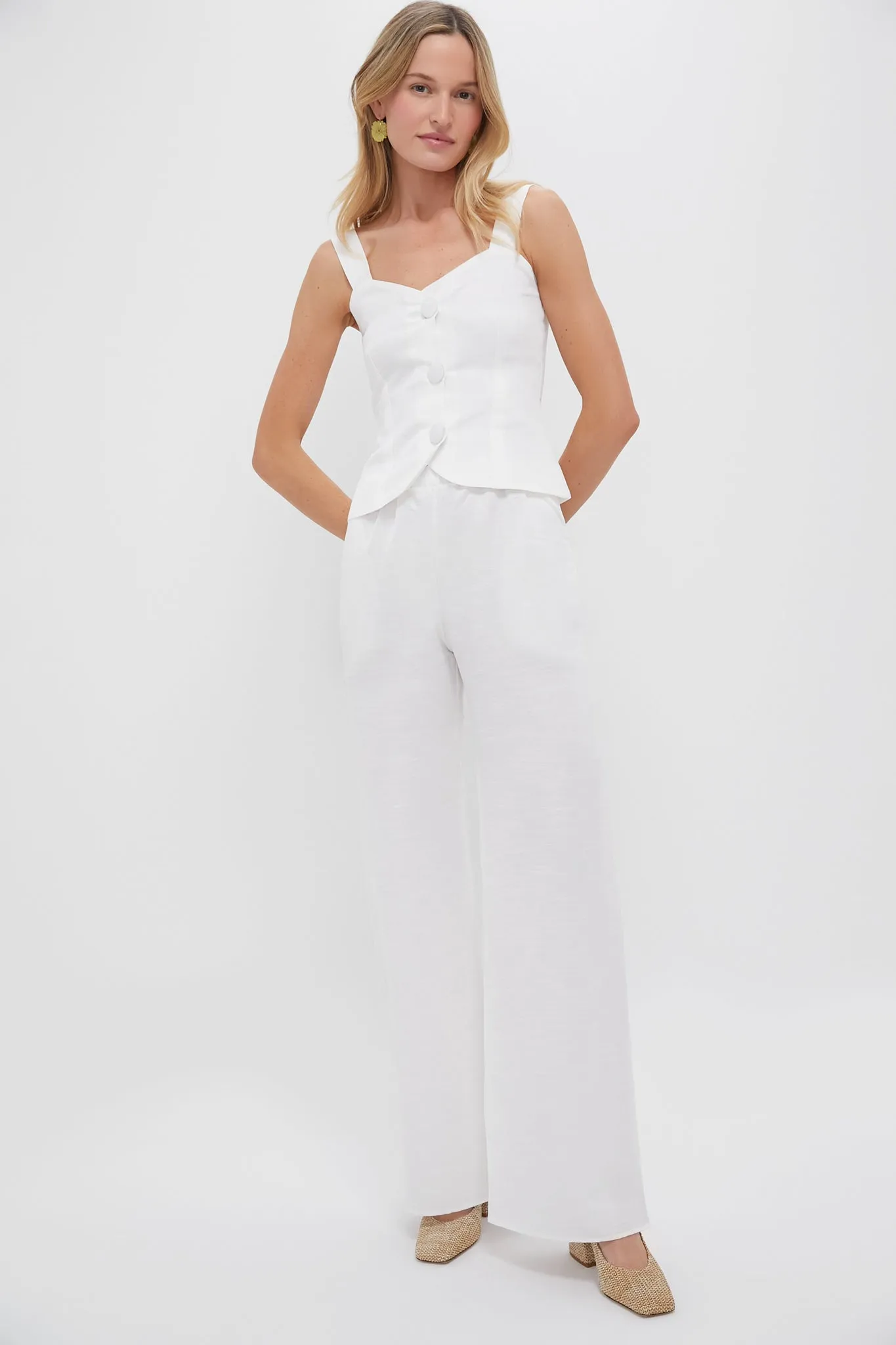 White Anish Textured Pants