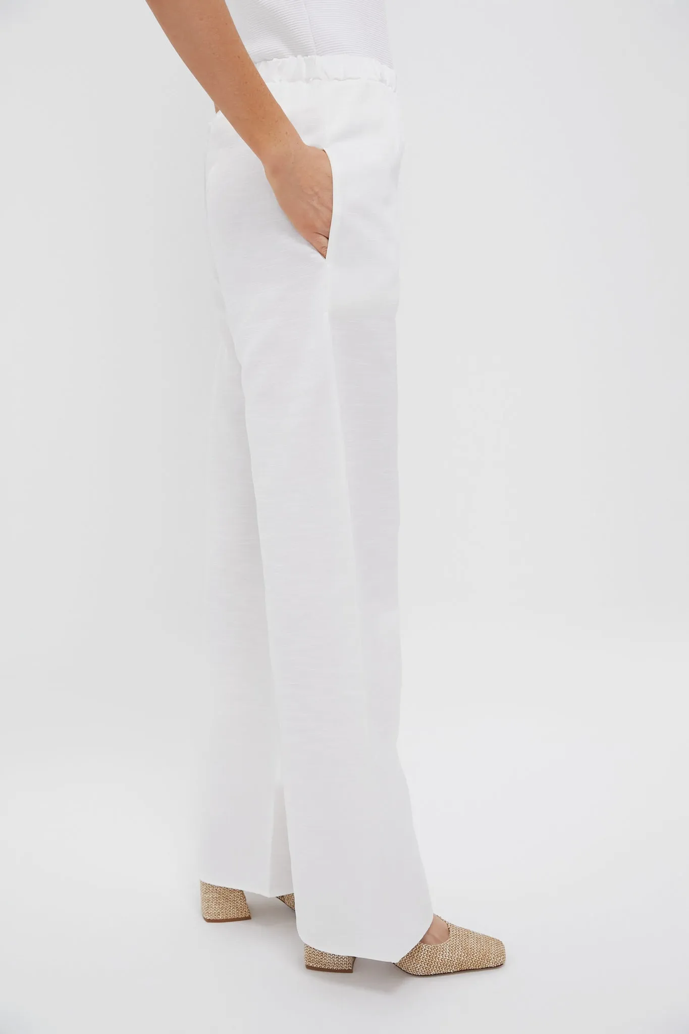 White Anish Textured Pants